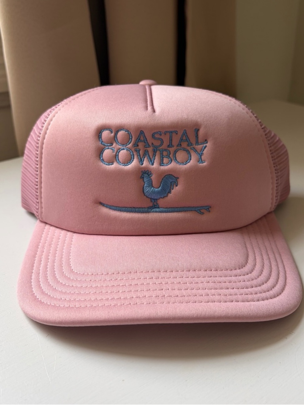 NWT Coastal Cowboy Legacy Pink Embroidered O/S SnapBack Mesh Trucker Hat New